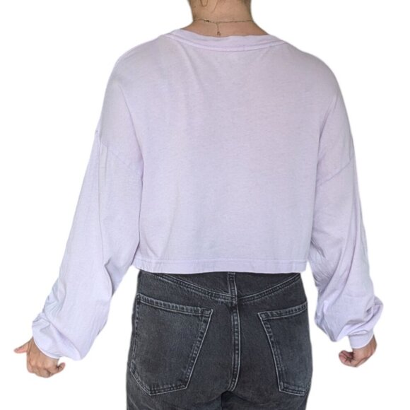 Garage Light Purple Cropped Long Sleeve Top Women Medium - Picture 3 of 11